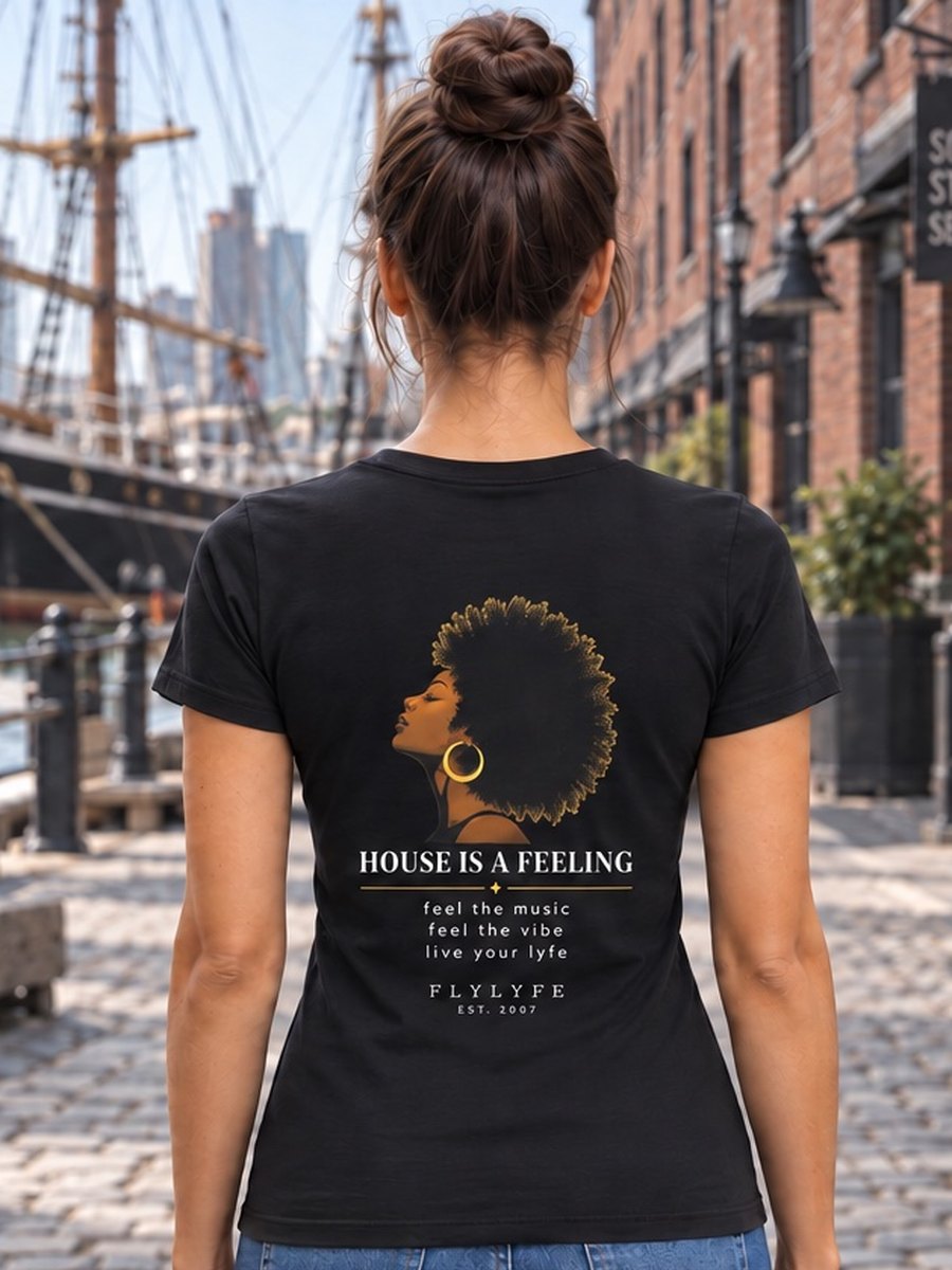 The Soul Tee in the women's fitted cut, worn on the Brooklyn Bridge — FLYLYFE
