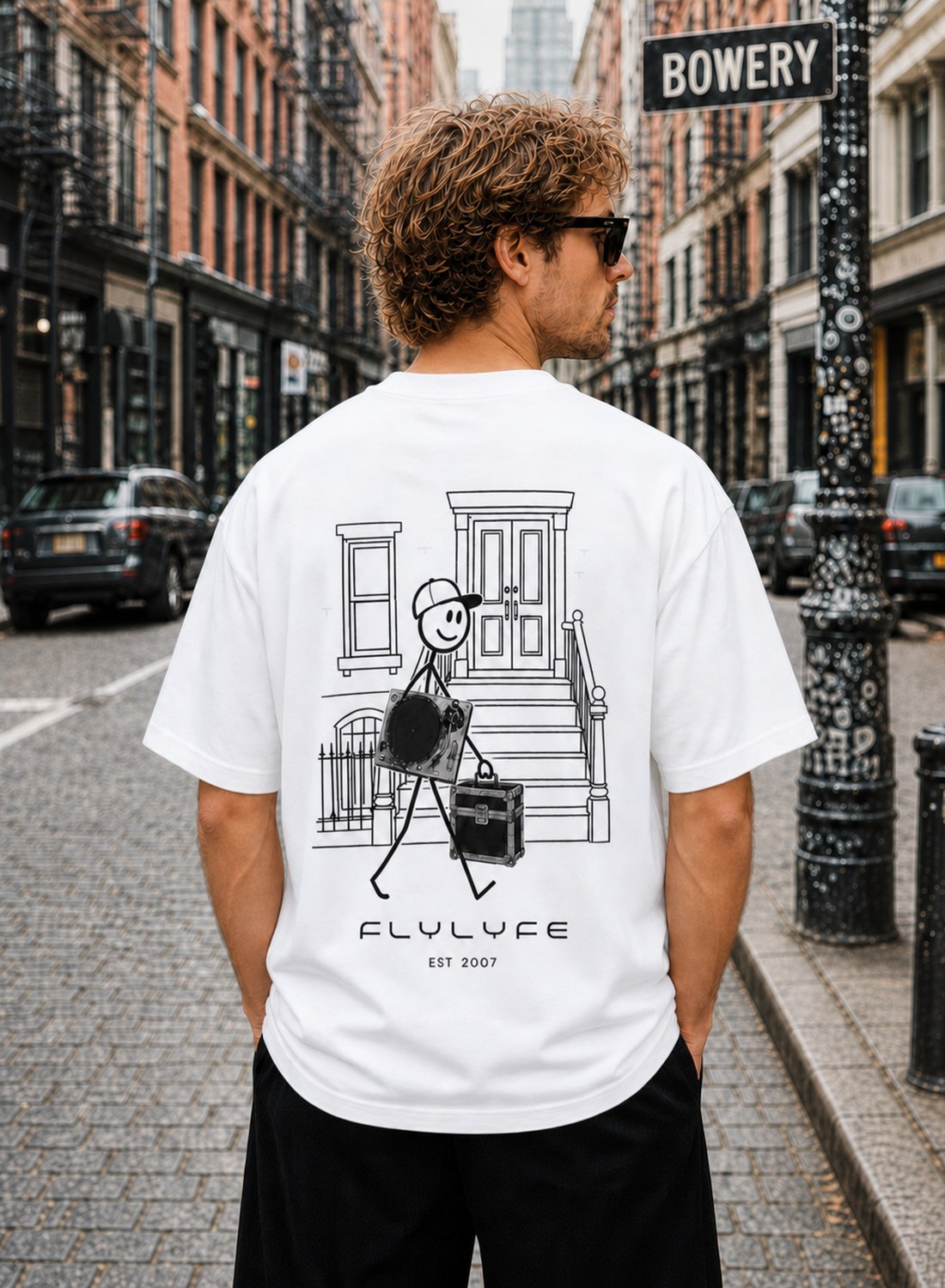 The Brownstone DJ Tee — FLYLYFE house music streetwear tee