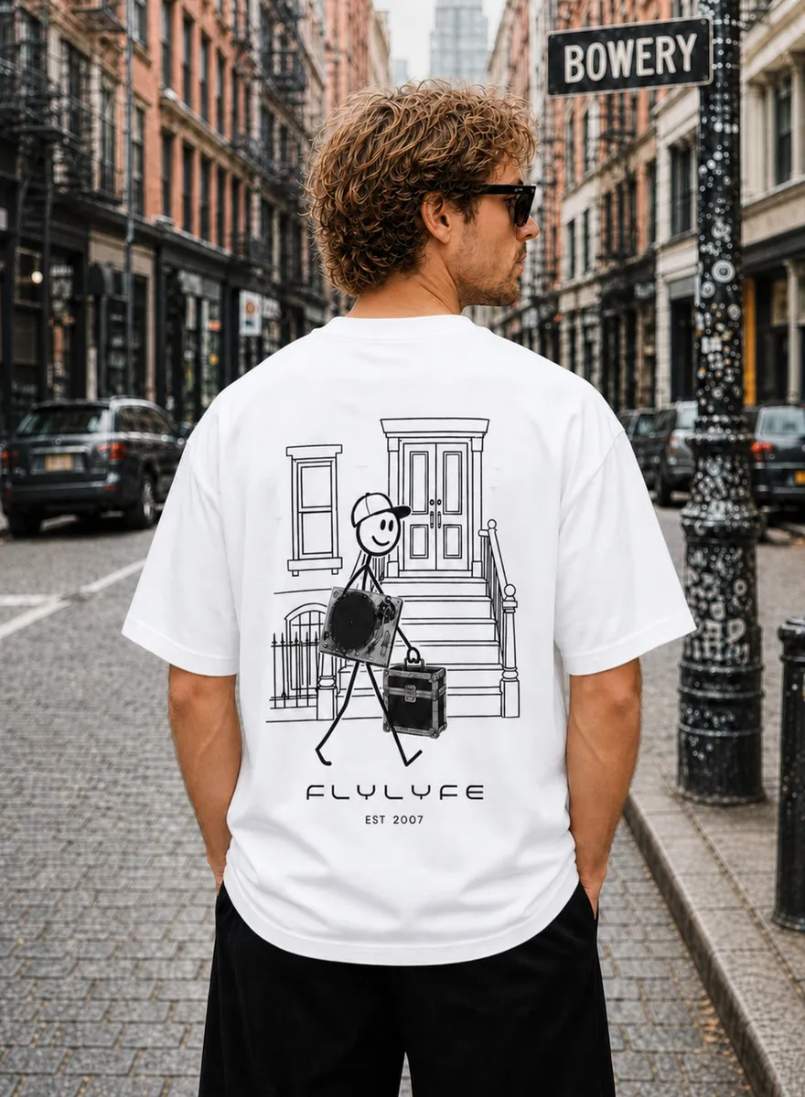 The Brownstone DJ Tee — FLYLYFE house music streetwear tee