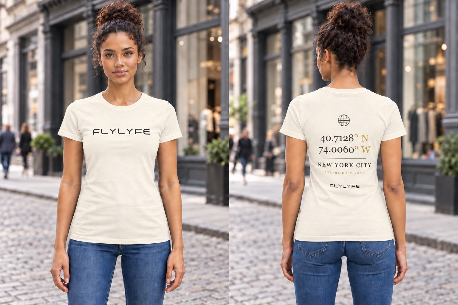 Coordinates — Women’s Fitted, Soft Cream back on model