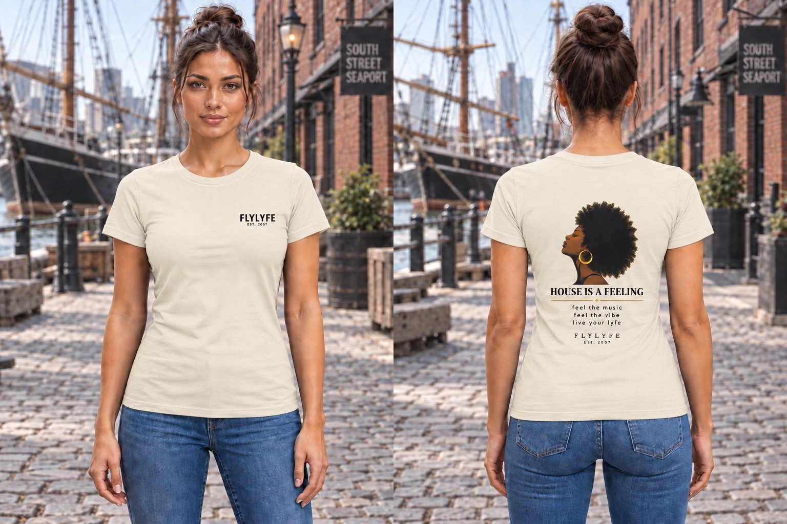 Soul — Women’s Fitted, Soft Cream back on model
