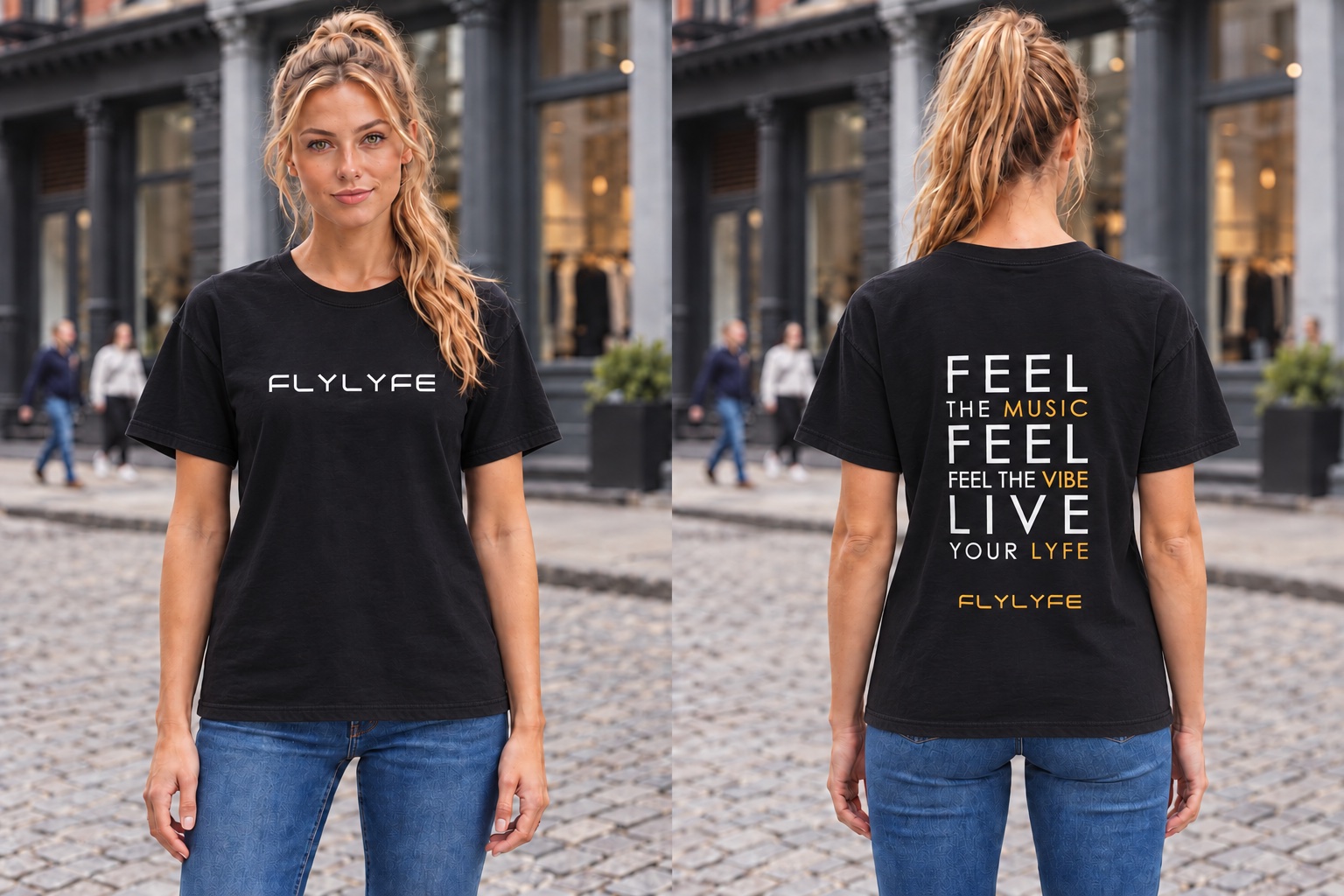 Anthem · Relaxed — front and back on a model