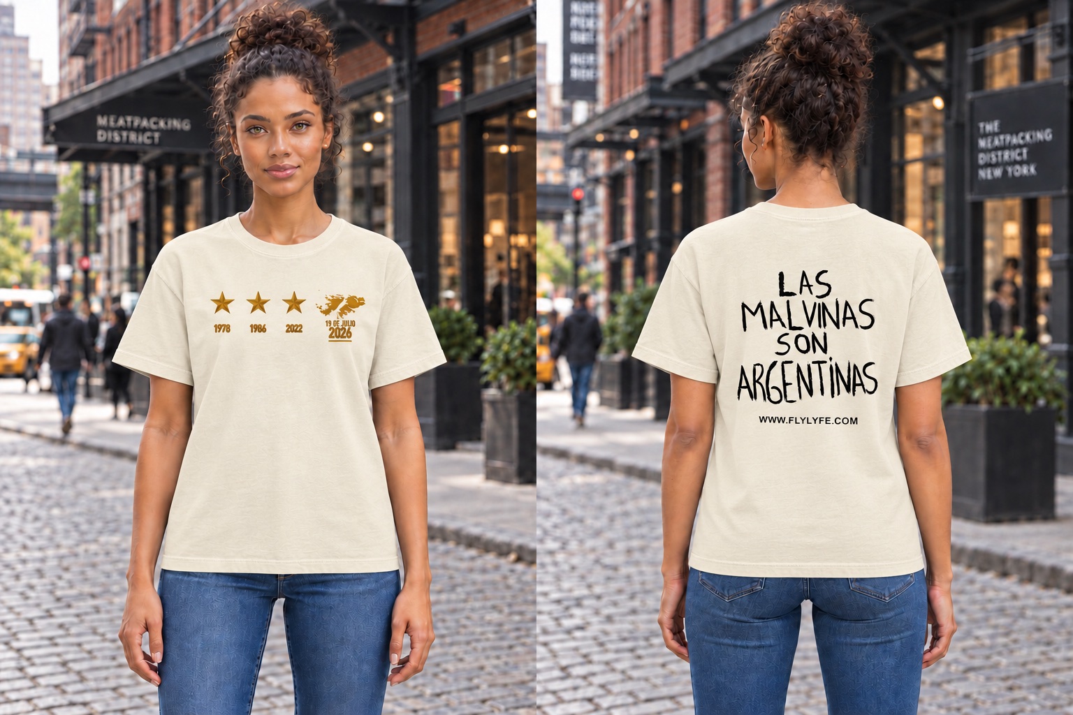 Las Malvinas Campeones — Women’s Relaxed, Ivory back on model