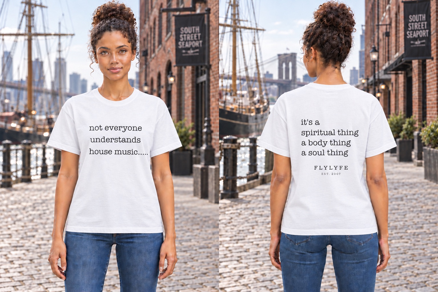 House Music — Women’s Relaxed, White back on model