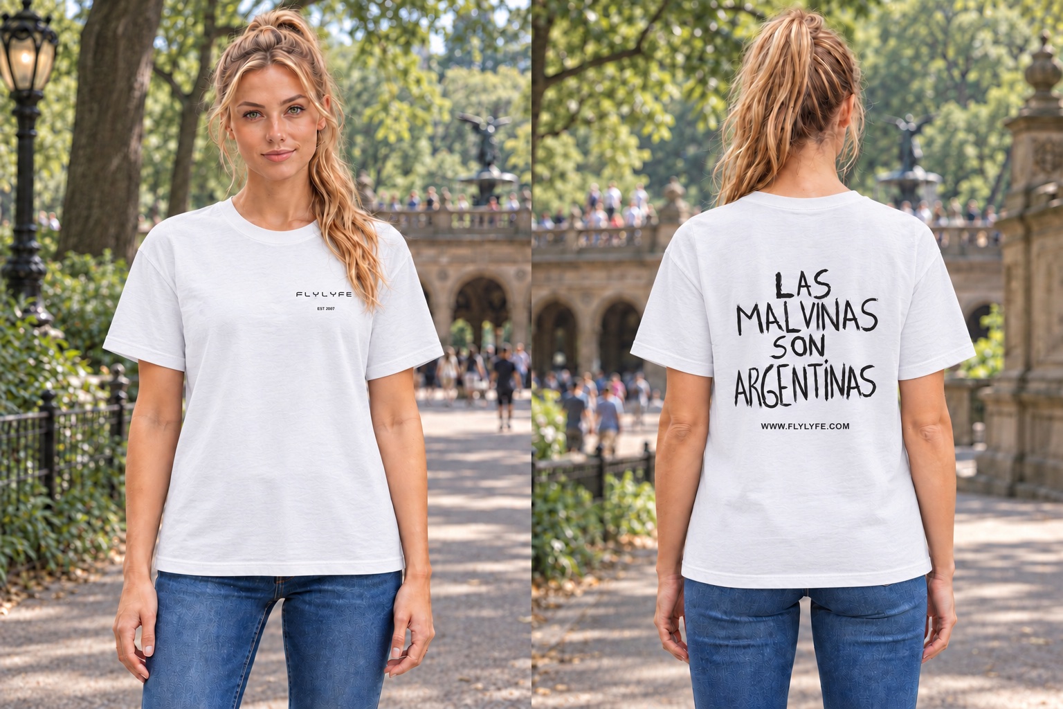 Las Malvinas — Women’s Relaxed, White back on model